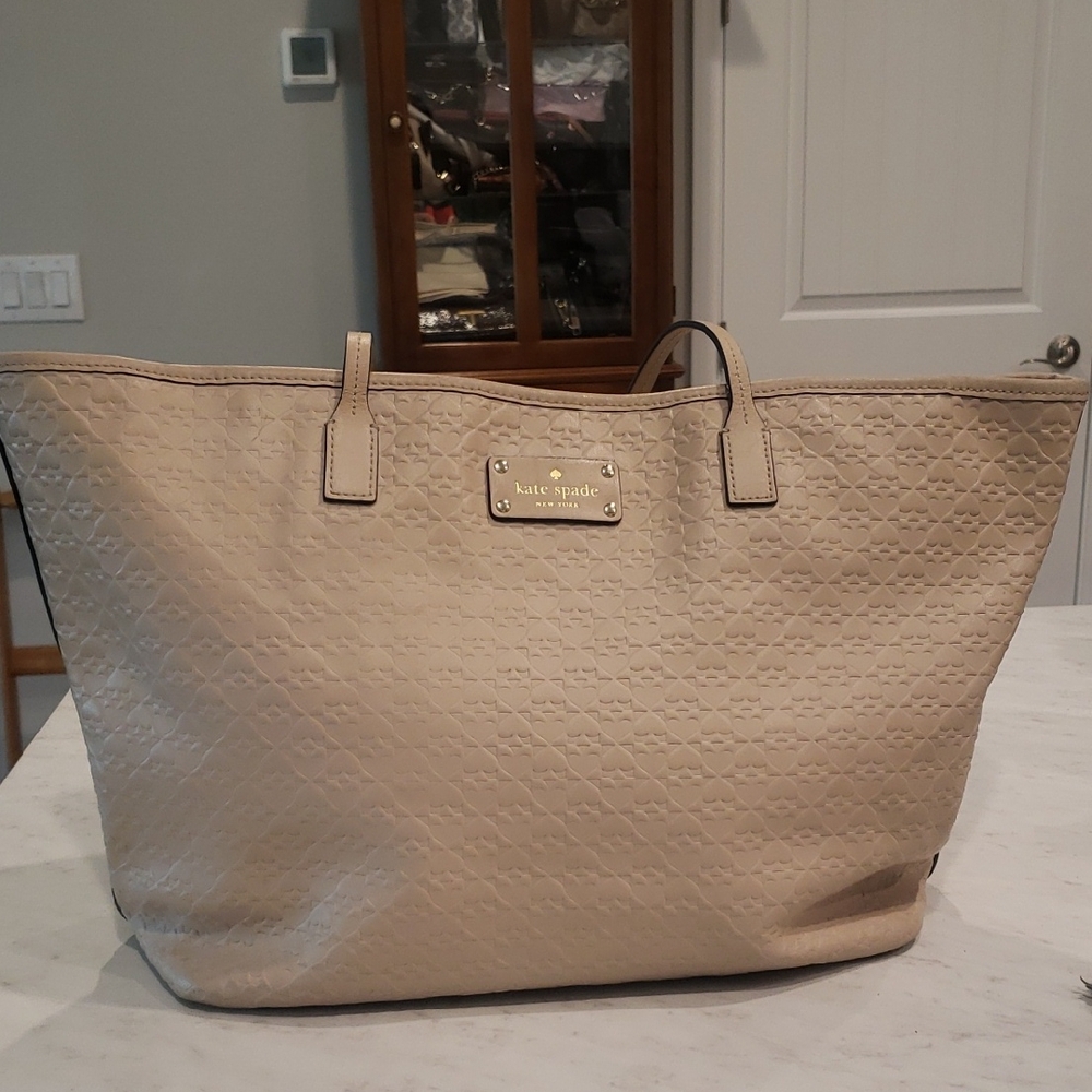 Kate Spade ♠️ Quilted Tan Tote Bag Size Large